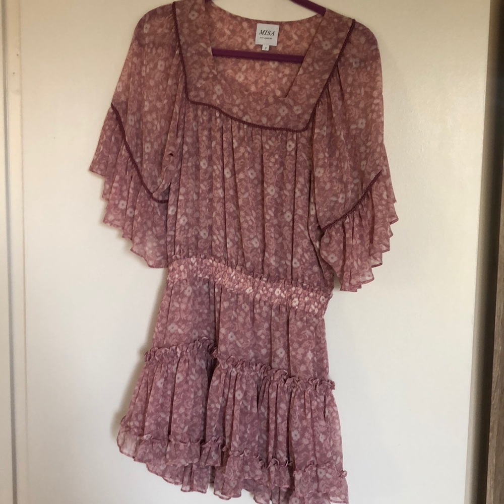 Misa Pink and White floral dress